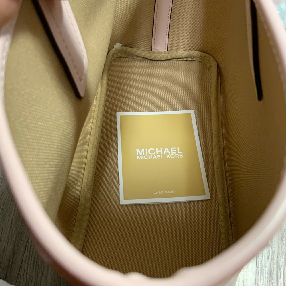 Michael Kors Jodie Small Powder Blush Jacquard Recycled Polyester Tote Handbag - Picture 9 of 10